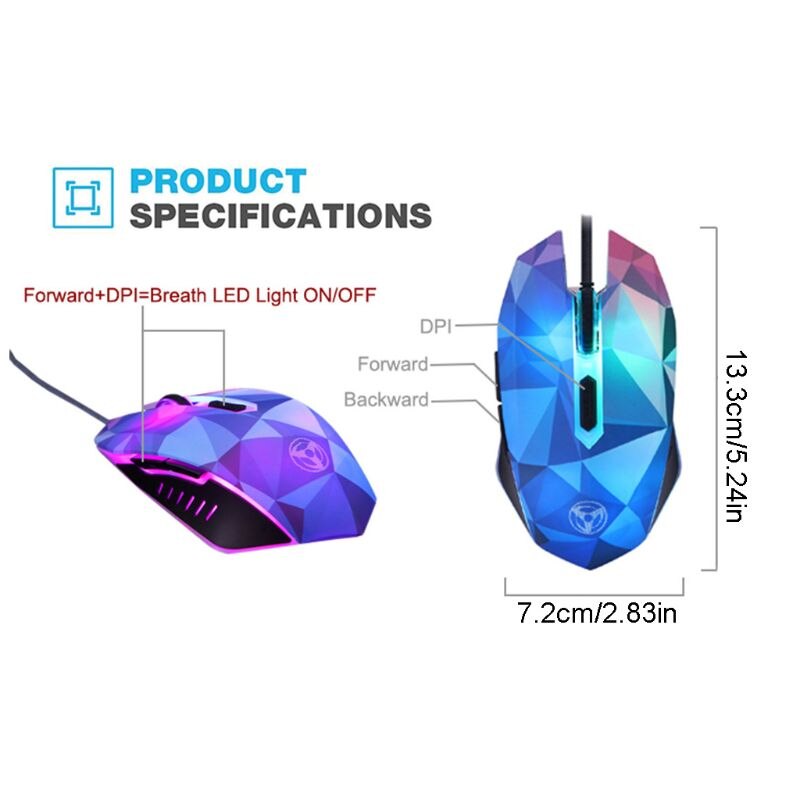 Diamond Edition Gaming Mouse Wired Mouse Gamer Optical Backlight Mouse for Computer Laptop
