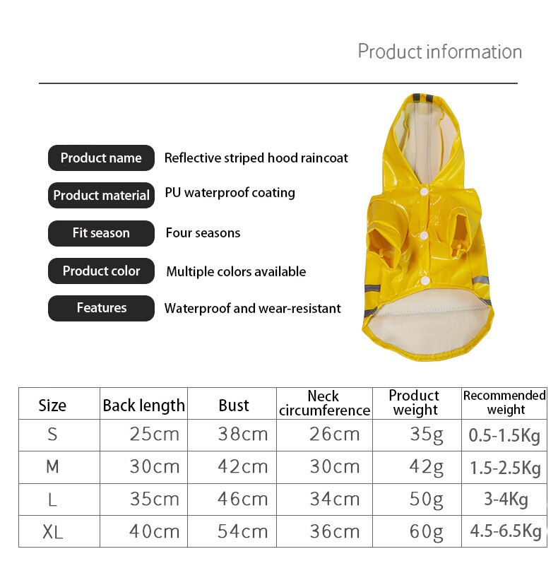 Dog PU Raincoat Outdoor Puppy Pet Rain Coat Waterproof Jackets Overall For Small Dogs Cats Pets Yorkies Chihuahua Teddy Clothes