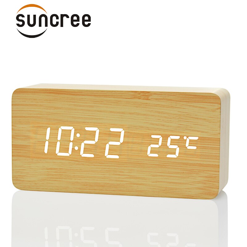 Suncree Modern Home LED digital Alarm Clock, Despertador Temp+date+time Electronic Digital Table Desktop Clocks