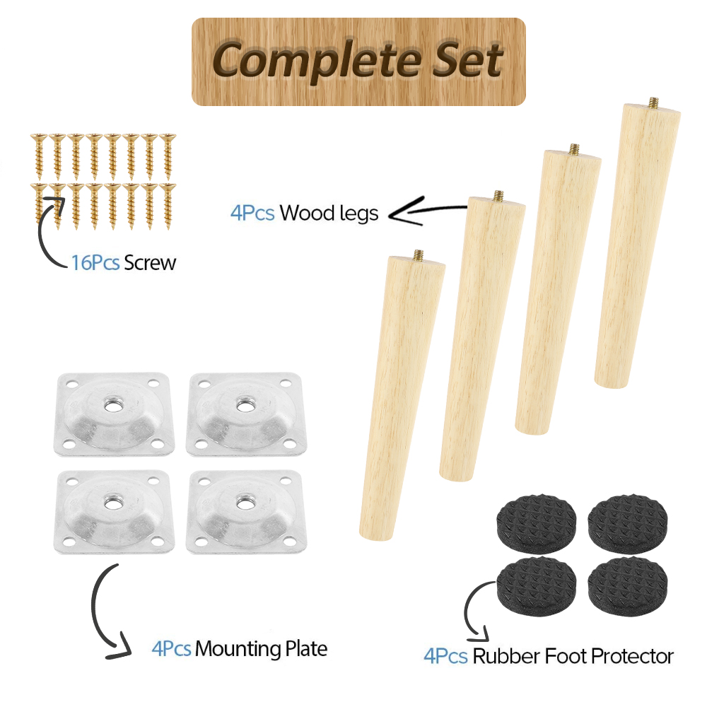 4 Uds patas de muebles patas de muebles sólidas de madera natural patas de mesa oblicuas/rectas Protector de suelo de muebles antideslizante decorar