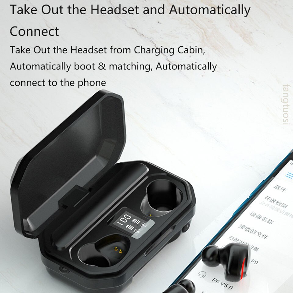 Cuffie senza fili TWS auricolari Bluetooth 3500mAh sport cuffie impermeabili HiFi 9D Bass auricolari Stereo con microfoni