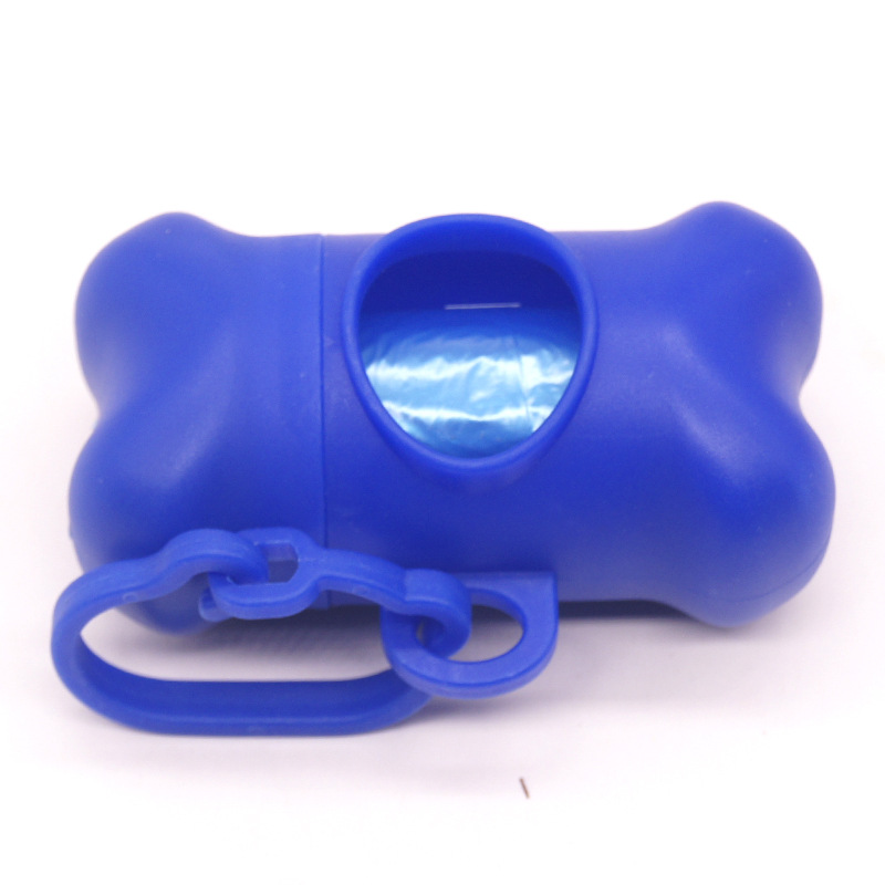 Pet Dog Poop Bag Dispenser Waste Garbage Holder Dispensers Poop Bags Set Bone Pets Cat Dogs Trash Cleaning Supplies Dog Toy: Blue