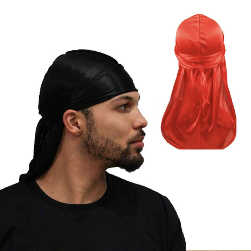US Unisex Men Women Bandana Doo Durag Headwear Soft Silk Pirate Cap Wrap