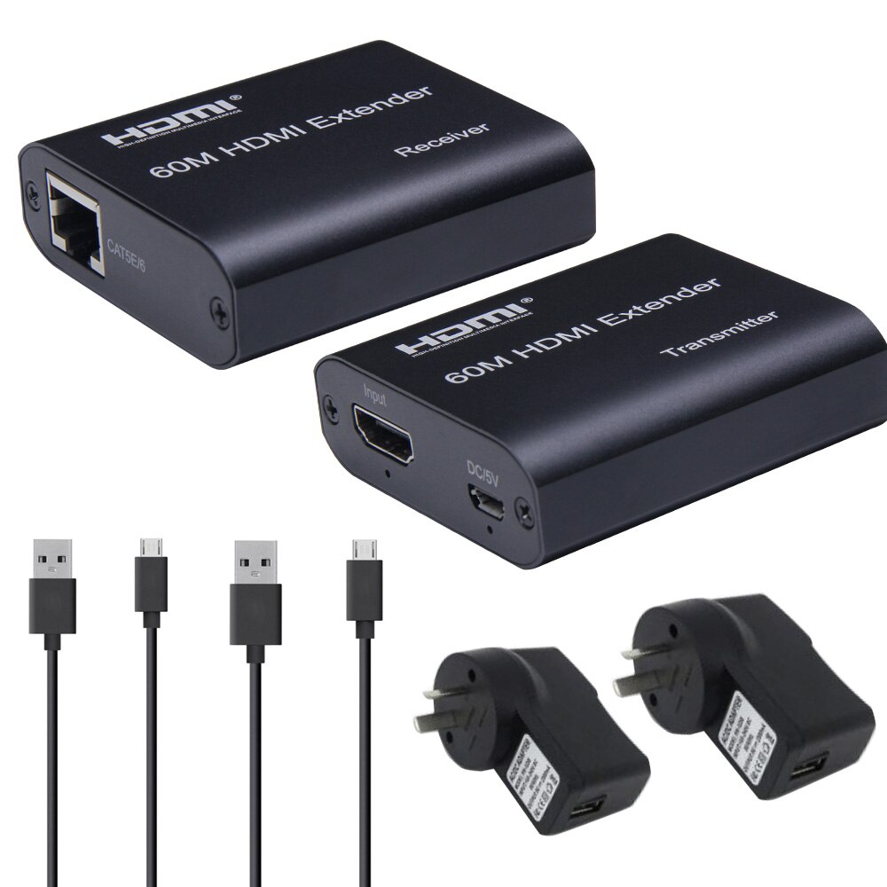 Cable extensor HDMI RJ45 de hasta 60M, extensores HDMI sobre cable Cat5e/6, repetidor extensor Ethernet HDMI 1080P para HDTV, PC, portátil y PS: YELLOW