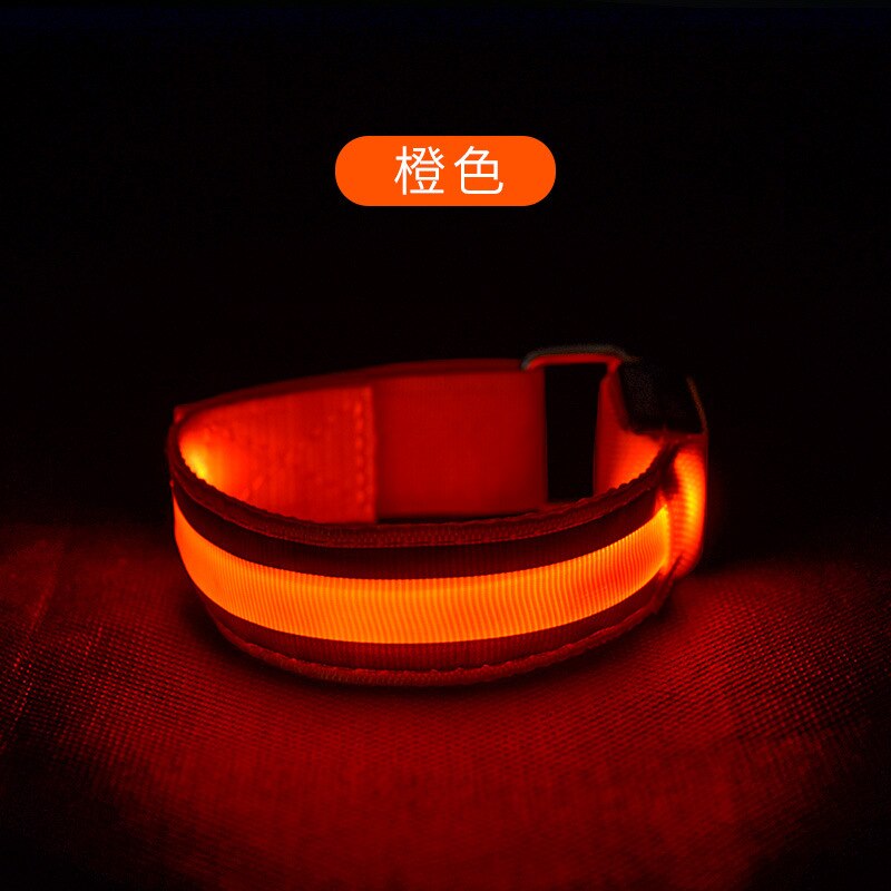 Lysbånd reflekterende ledet lysarm armbåndsrem sikkerhedssele til natteløb cykling løbende lys: Orange