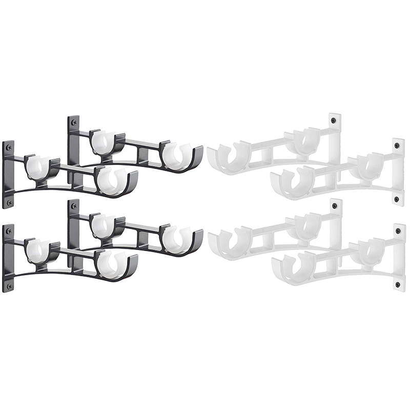 Double Curtain Rod Holders Set, Curtain Rod Brackets, Tap Right Into Window Frame Curtain Rod Hang Curtain Brackets for Window B