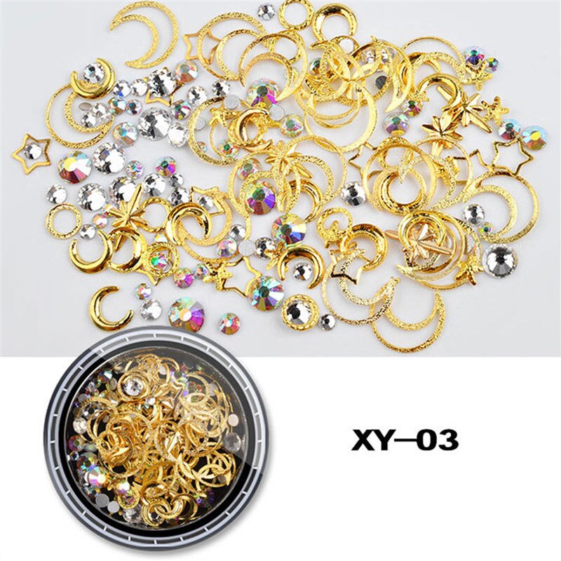 ELECOOL-remache de oro variado con clavos de cobre, de Luna, joyería para uñas, hilo de plata dorado 3D, decoración artística de uñas, manicura, 1 ud.: XY03