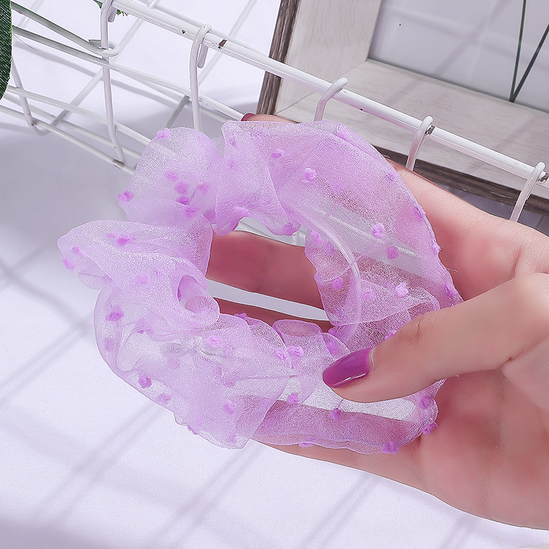 Blød chiffon kvinder hår scrunchie elastiske hårbånd jule strækbart hår bånd hestehale lilla ensfarvet tilbehør: 04