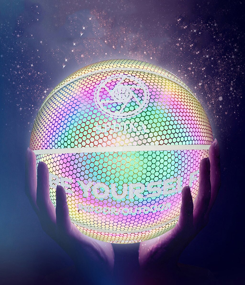Size 7 Glowing Reflective Luminous Basketball Battery-Free Light Up Basketball Glow in The Dark Party Home outdoor Decoration