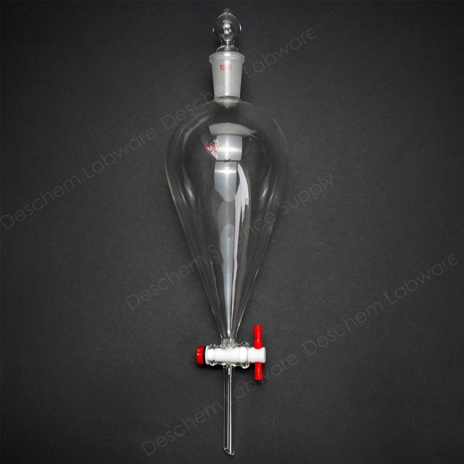 1000 Ml, 24/40,Glas Scheitrechter, Ptfe Kraan, 1L Lab Peervormig, Buis