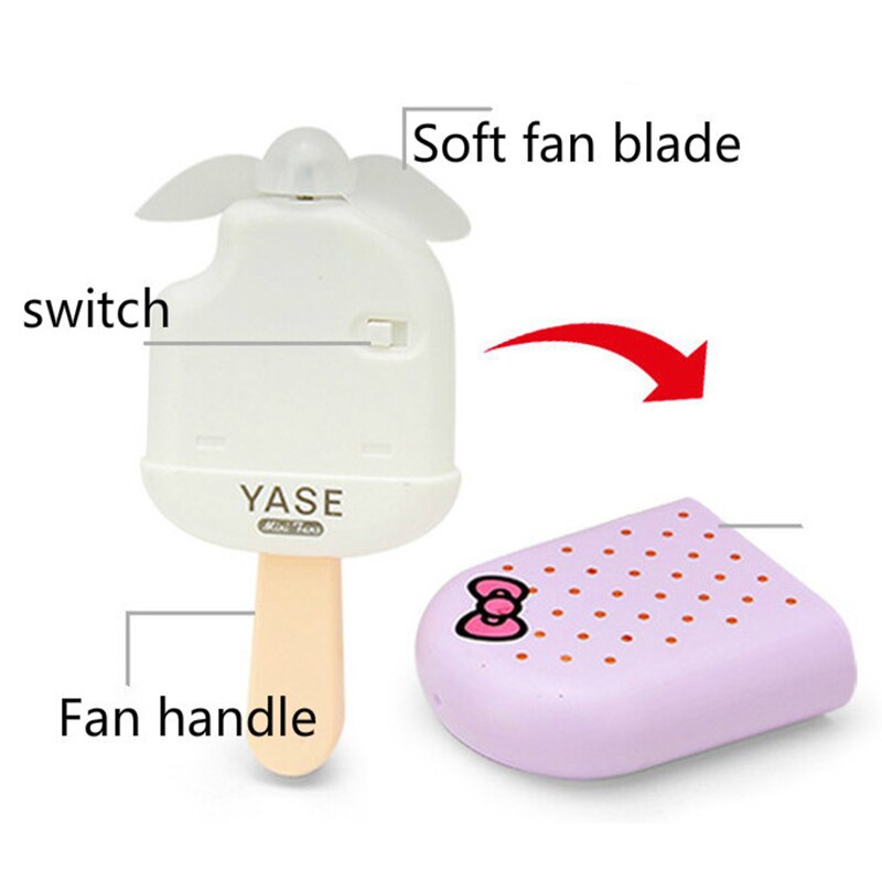 Mini Handheld Ice Cream Charging Portable Popsicle Fan Student Cartoon Small Fan Outdoor Handheld Fan
