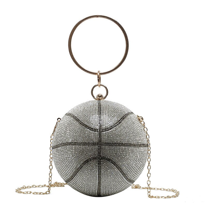 Borse da basket con pochette rotonde con strass di tendenza: SILVER II