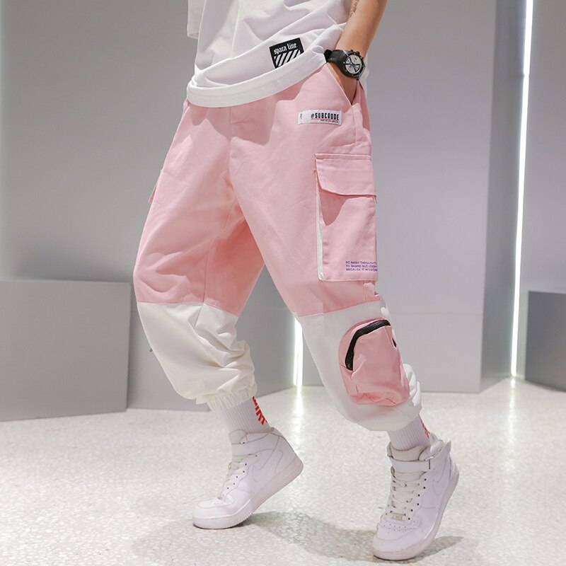 Casual hip hop bukser herre patchwork bukser elastisk midje joggebukser mote joggers harajuku streetwear