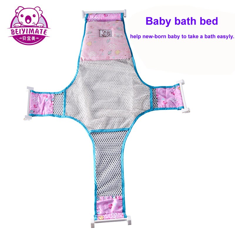 Nyfödd badsäng babybadkarssits bomull halkfritt korsbadnät duschsäng spädbarn babyduschprodukter halkskyddsnät: Ljuslila