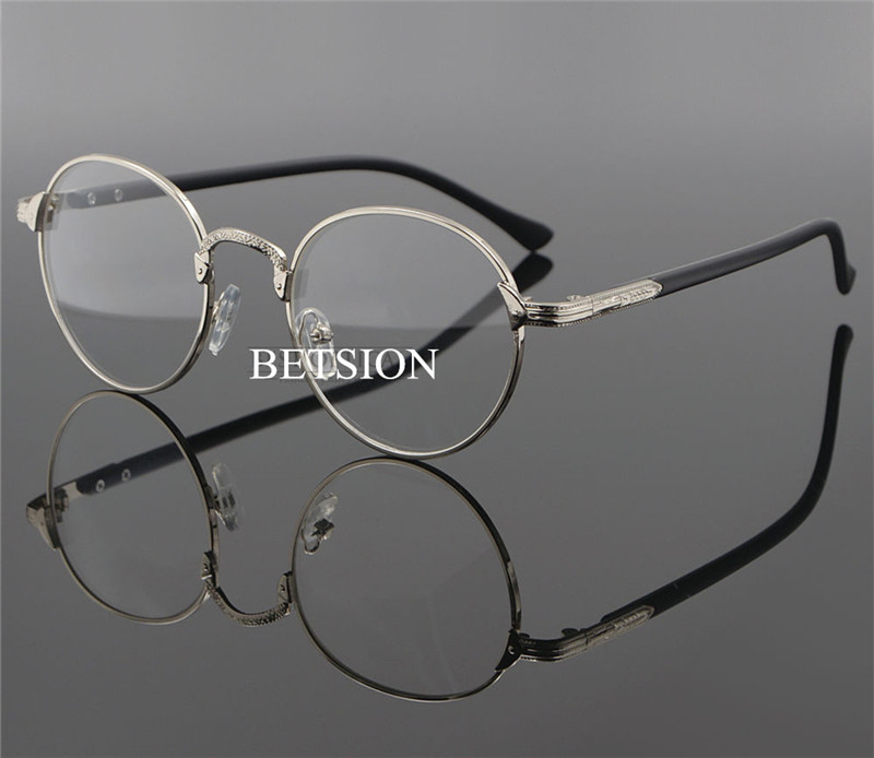 Betsion vintage ovalt guld brillestel mand kvinder almindelige briller klare briller: Sølv
