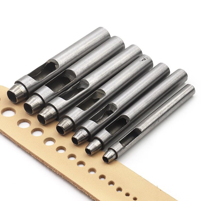 Leather Punch Tool Set Leather Hole Craft Kit Hollow Drilling Puncher Belt Punching Helper DIY Leather Craftwork Accessories