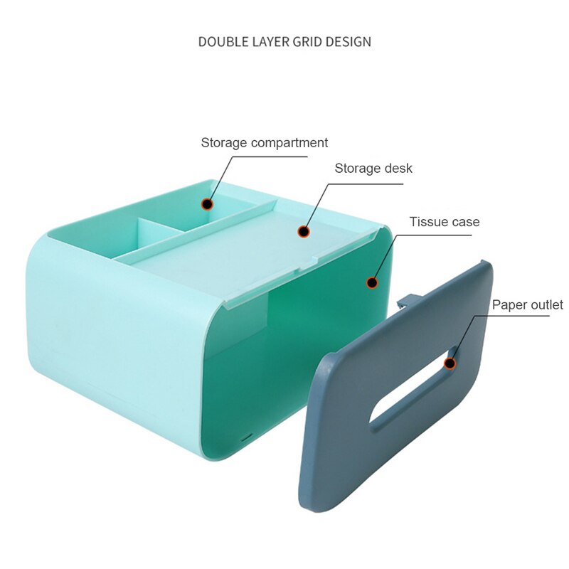 Universal Multifunctional Tissue Box ABS PP Separate Storage Box for TV Controller Mobile Phone Glasses Pen Makeup Tool