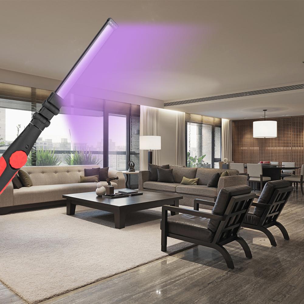 Portable UV Work Lamp USB Rechargeable UV Sterilizer Light UVC Bactericidal Lamp 360 Rototary Magnetic COB Bulb