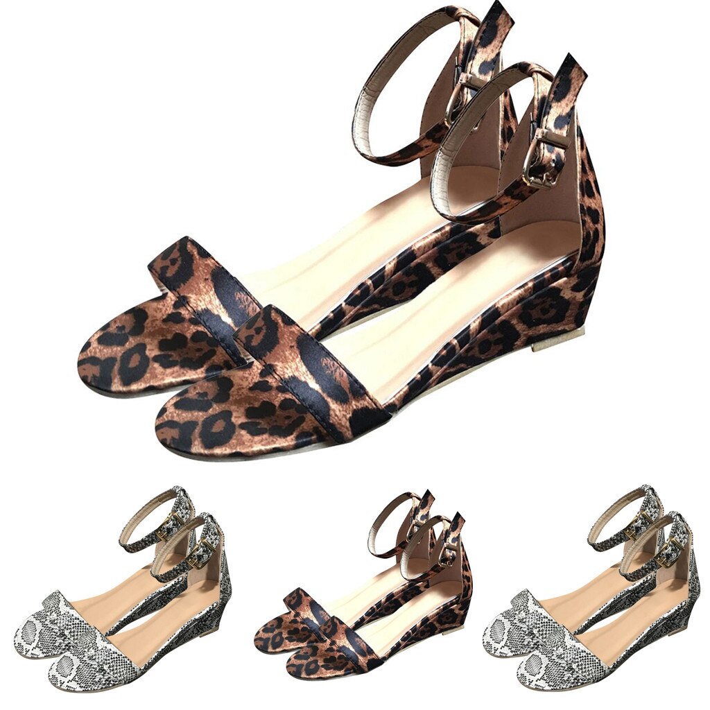 Sagace Zomer Luipaard Sandalen Met Hakken Vrouwelijke Sandalen Mode Toevallige Vrouwen Snake Schoenen Wiggen Sandalen Schoenen Voor Vrouwen