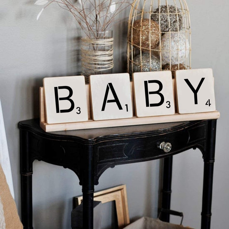 26 Uds plantillas reutilizables de Scrabble con letras de alfabeto para dibujar plantillas de pinturas para manualidades DIY decoración de pared del hogar