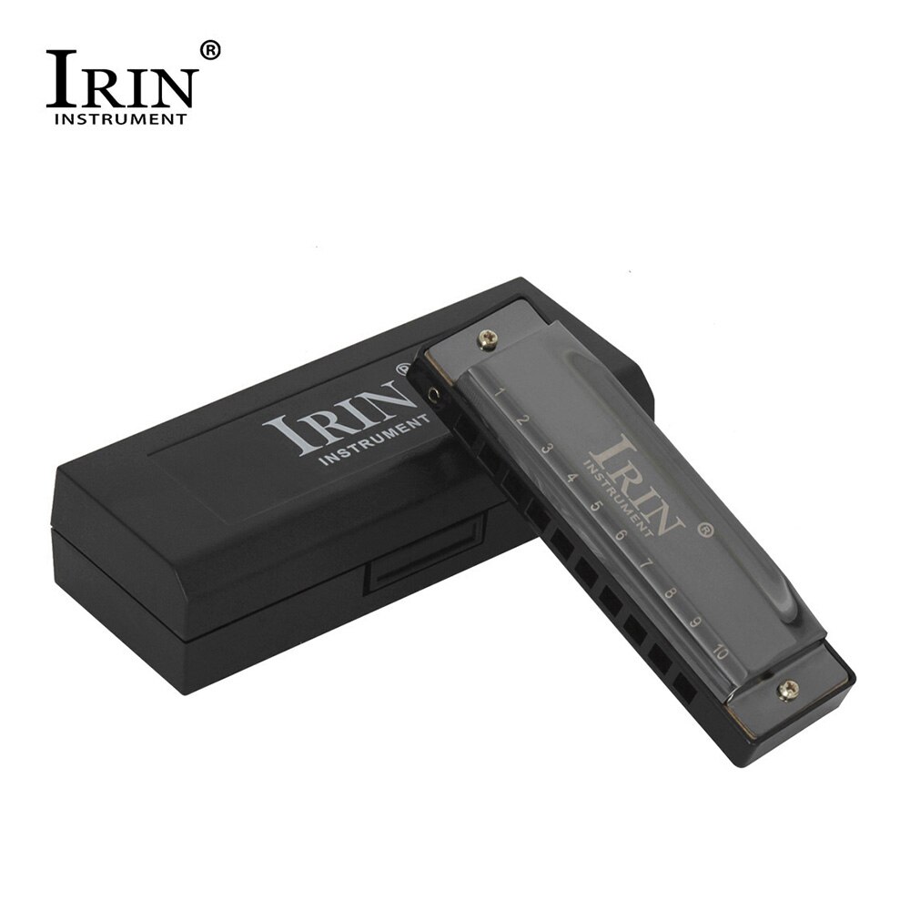 Irin c -160 blues key of c munspel 10 hål 20 låtar mun orgel koppar munspel med box blåsinstrument blå/svart