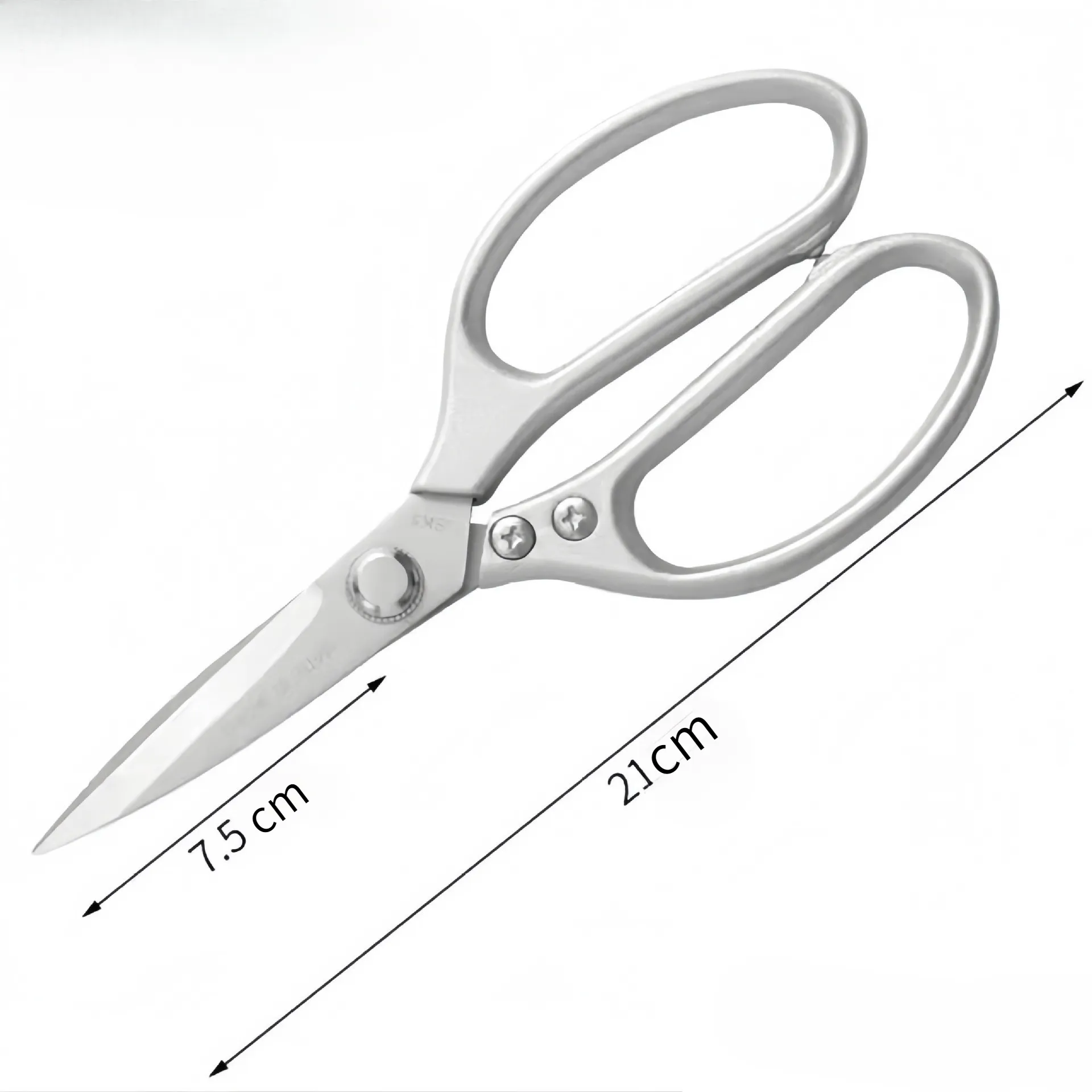 8.5-inch stainless steel scissors with plastic handles，Screws are made of iron