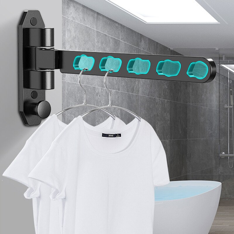 Wall Mounted Clothes Hanger With Swing Arm Laundry Room Clothes Dryer Rack Drying Rack Folding Valet HookOrganizer Silent Swing