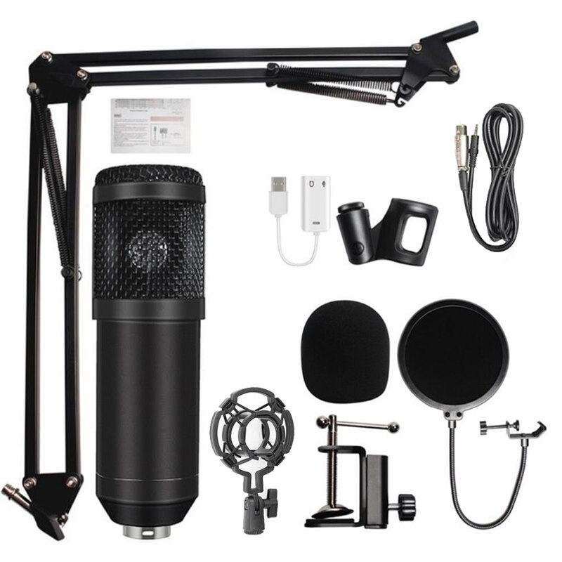 BM-800 Kondensator Mikrofon Bluetooth Kopfhörer Kopfhörer Mikrofon Bausatz Mic Stand Live Klang Effekte Prozessoren: Schwarz