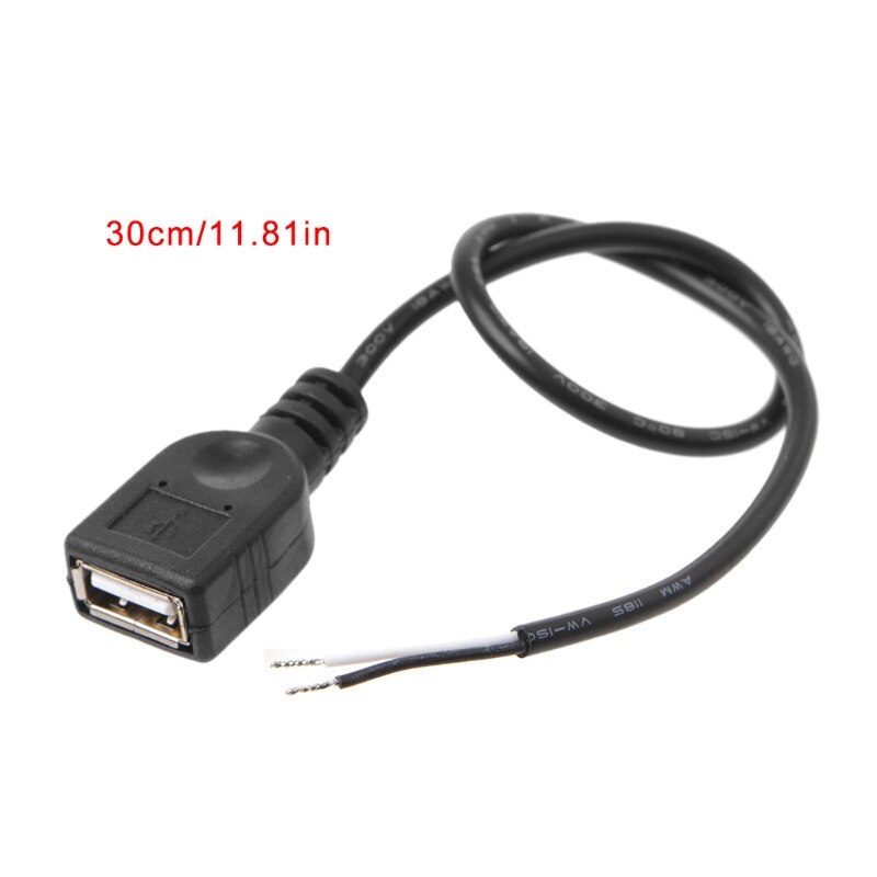 de 1Pc USB 2,0 Jack hembra de 2 Pin 2 Cable de carga de energía conector con Cable de 30cm