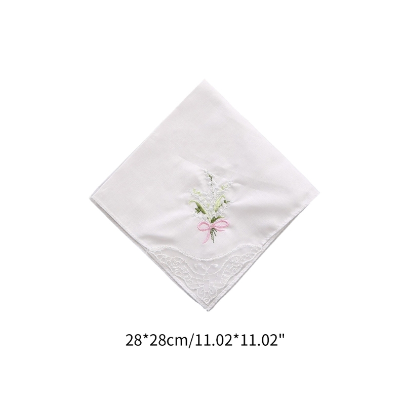 Cotton Ladies Handkerchiefs Vintage Floral Lace Edging Wedding Party Hanky