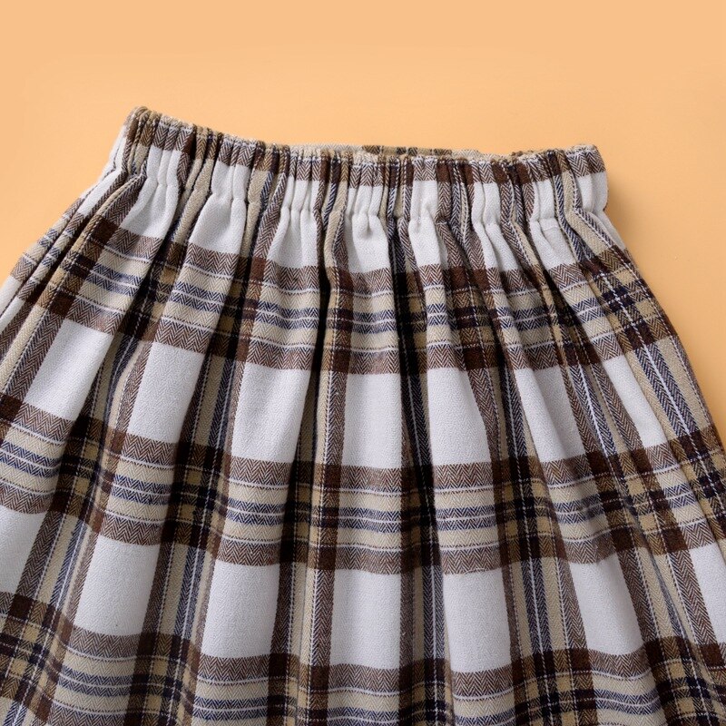 Gonna a quadri classica per ragazze primavera e autunno gonne a pieghe elastiche in vita per bambini nuovi WT589