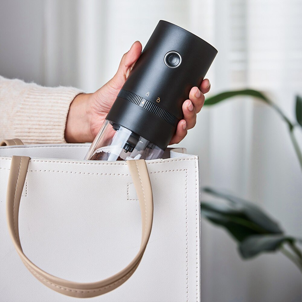 Coffee Bean Grinder Portable Electric Burr Coffee Grinder USB Rechargeable 6-Speed Adjustable Ceramic Core Grinding