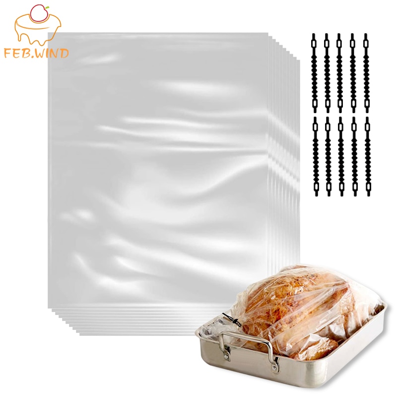 Bolsa de pavo pequeña/grande para asar al horno, funda para hornear de cocción lenta, bolsas para hornear de pavo, forros para olla de cocodrilo, 10/20 piezas, 0084