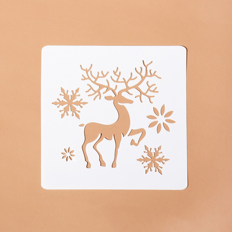 EZONE, regla de pintura de Navidad, de alce, de Navidad, Forma del árbol, plantilla hueca, sello, herramienta de dibujo DIY, papelería de Estudiante: 6