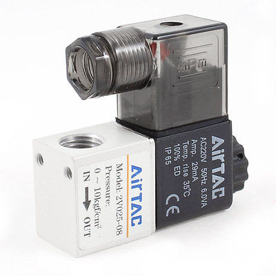 2V025-08 1/4 "BSP DC12V/24 V AC24V/36 V/110 V/220 V/380 V 2way 2 posiciones válvula de solenoide eléctrica neumática agua aire aceite 2V025-06 1/8"
