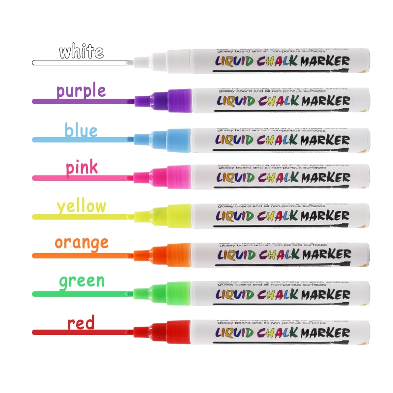 Vloeibare Krijt Marker Pen-Witte Droge Wissen Marker-Krijt Markers Voor Krijtbord Borden, Windows, Schoolbord, glas: Default Title