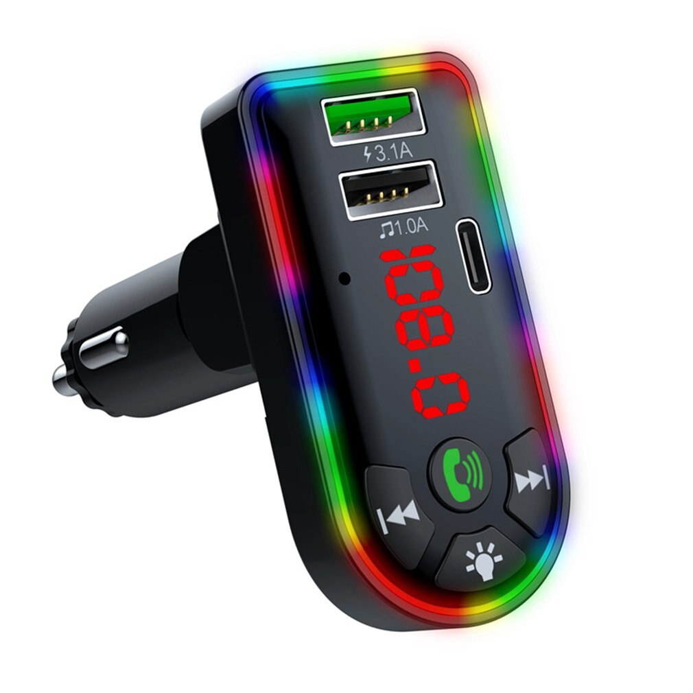 F7 kabellose autolautsprecher mit bluetooth, 5.0 mp3- chip-player, ambientebeleuchtung, usb-stick-kartenleser und stoßfestem player