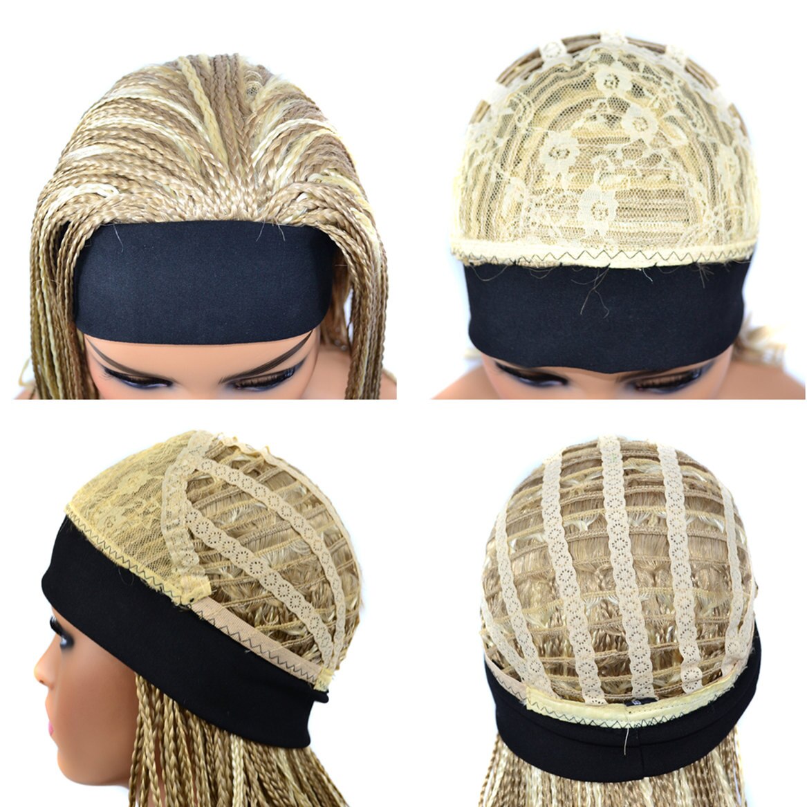 GURUILAGU Braided Wigs For Black Women Synthetic Wig Female Perruque Tresse Africaine Gray/613/Black Headband Wig 2 Headbands