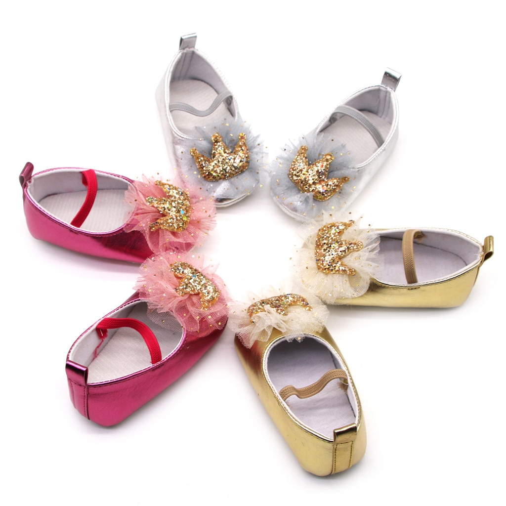 Lovely Newborn Baby Girls Sequins Lace Butterfly Prewalker Soft Sole Single Sandals Round Toe Flats Soft Sole Princess Shoes#45