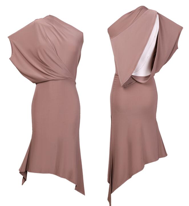 Vestido tango salsa cha samba uma só ombro preto kalki 2026