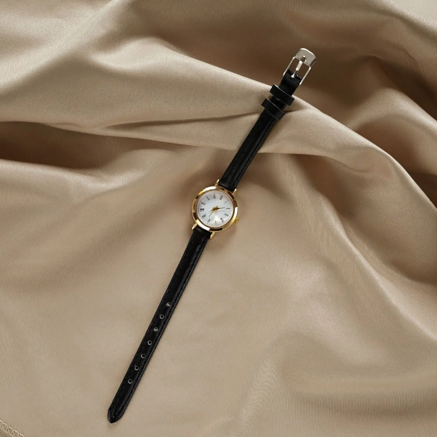 Frauen Braun Weiß Kleine Uhren Vielseitig Dünnen Riemen Leder Band Damen Quarzuhr Armbanduhr Uhr Reloj Mujer: Schwarz