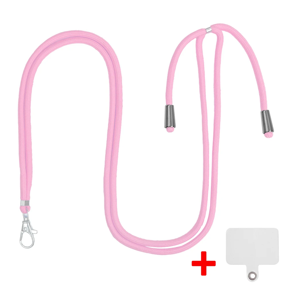 Smycz do telefonu komórkowego Regulowany pasek na szyję do noszenia wokół dłoni z przezroczystą zakładką do większości etui na telefony z pełnym pokryciem: WHITE