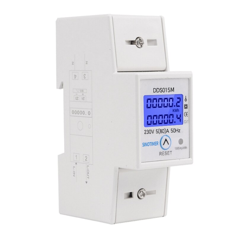 DDS015M 230V Power Watt Meter w Reset Voltage Ampere Electric Consumption 5(80A)