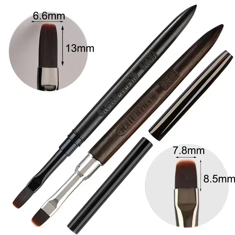 Pincel para pintar Gel de madera, arte de uñas para extensión de punta de Gel, accesorio de constructor acrílico, pinceles para decoración de uñas, cepillo para uñas de Gel UV para manicura: Negro