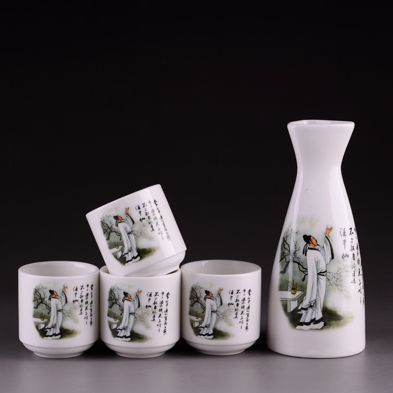 5 stk keramisk sake sæt japansk vin sæt vintage vinflaske flagon spiritus spiritus drinkware kopper bar sæt til hjem far: Stil 1