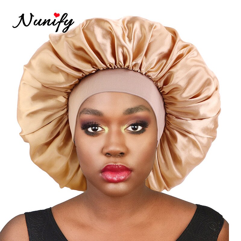 6Pcs/Lot Wide Band Satin Bonnet Cap Hair Bonnets For Women Silky Bonnet For Curly Hair Large Size Sleep Hair Cap