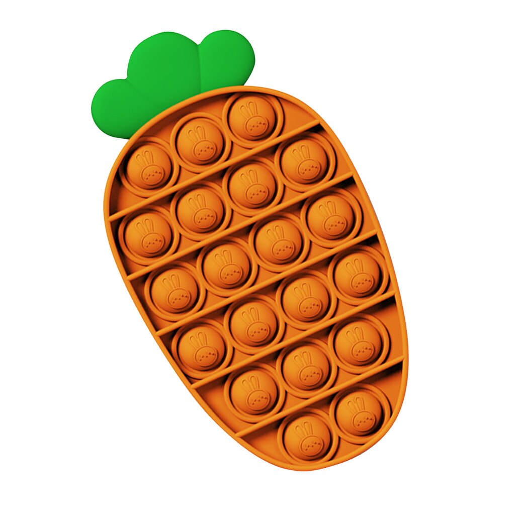 Push Bubble Fidget Toy Silicone Push Pop Fidget Toy Pineapple Carrots Shape Turning Pressing Stress Reliever Squeeze Toy: Carrot shape