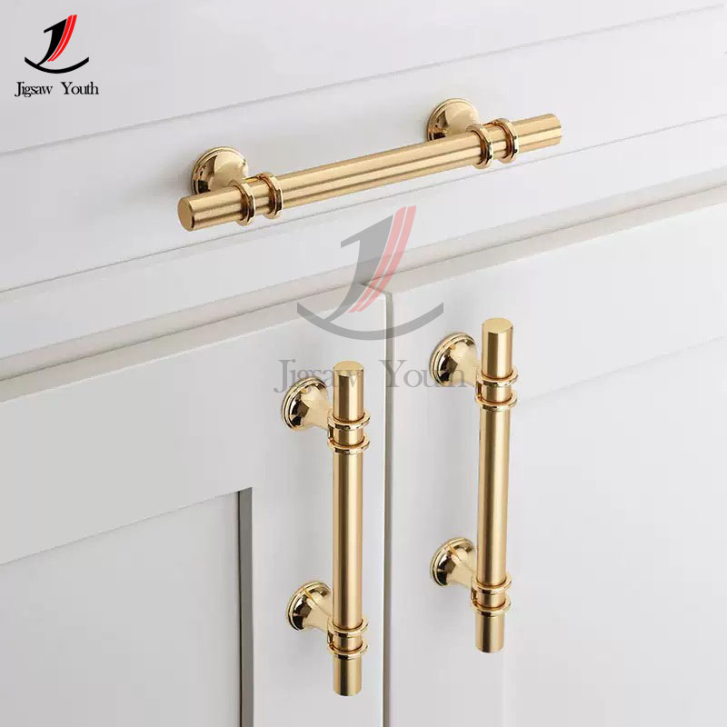 Tiradores de puerta dorados y negros modernos de 50mm-300mm, tiradores de armario de cocina, pomos de cajón sólidos, herrajes para muebles de