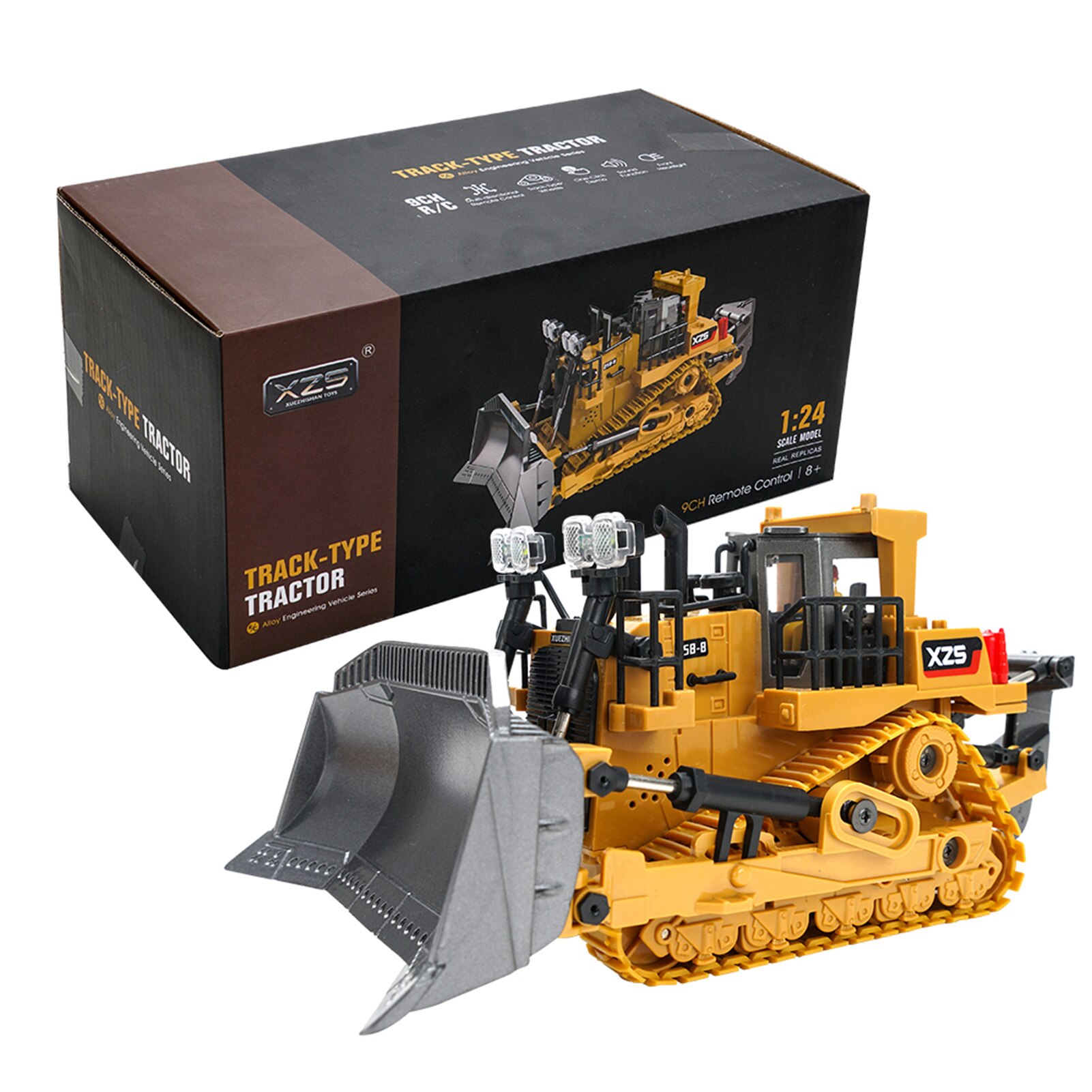 2.4G Multifunctionele Bouw Tractor Speelgoed Afstandsbediening 1:24 Lichtmetalen Rc Bulldozer Voor Jongens