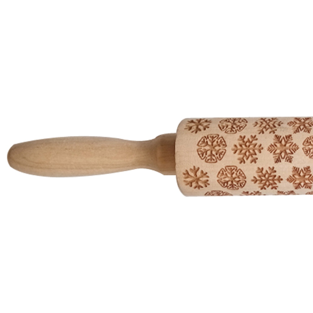 Wood Embossing Pizza Roll Pin Fondant Dough Deer Pattern Engraved Roller Stick Baking Pastry Tool Baking Christmas Accessories